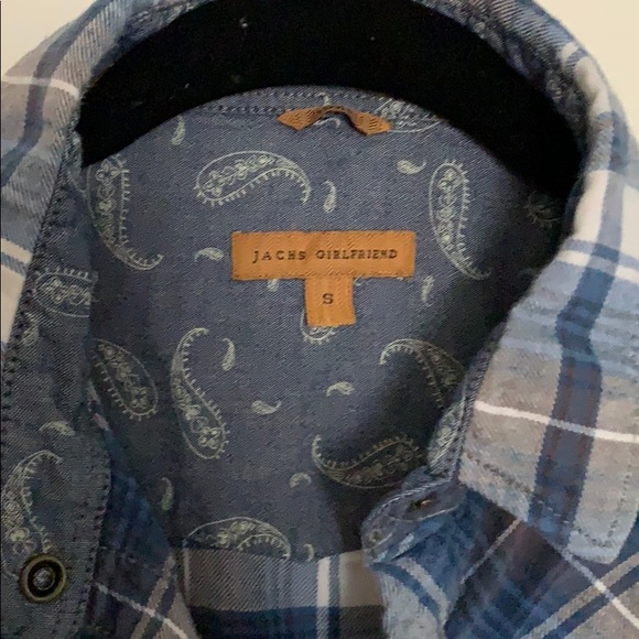 Blue Plaid Western Style Button Down Shirt - Picture 3 of 5